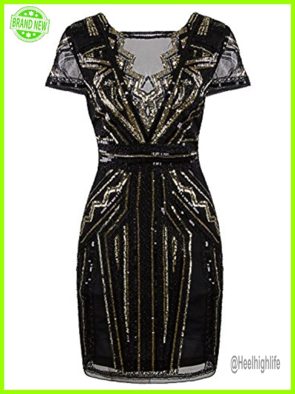 Women 1920s Sequin Beaded Flapper Dress Art Deco Gatsby Formal Fit Flare